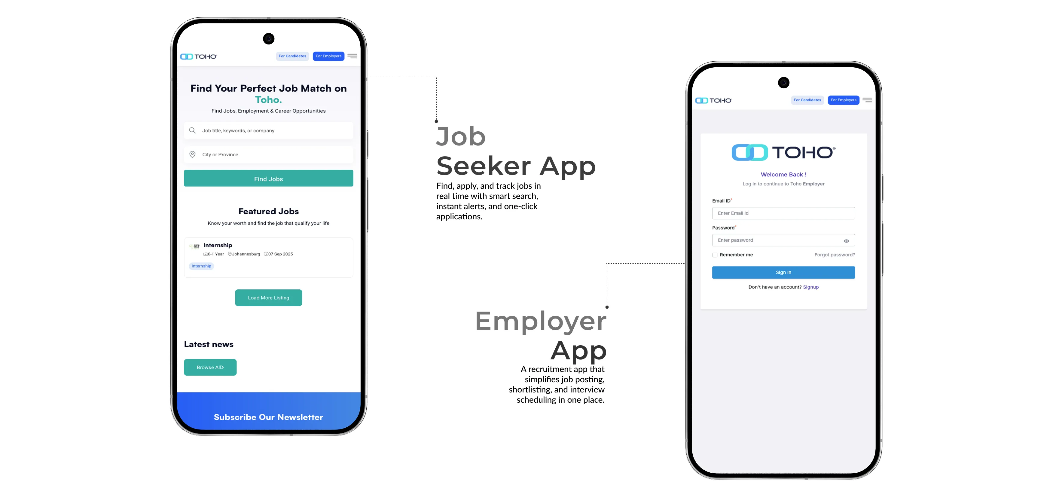 Job Portal Development for an African-based firm - TOHO